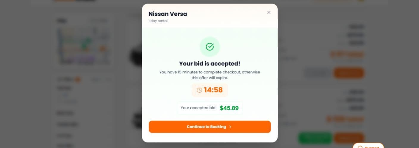 bidding on rental car